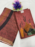 Salwar SLM-SLW-0014 - Brick red with a printed pattern