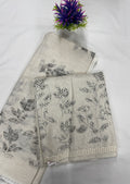 Salwar SLM-SLW-0016 - Off-white with a grey leaf print