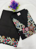 Salwar SLM-SLW-0017 - Black with colourful floral embroidery