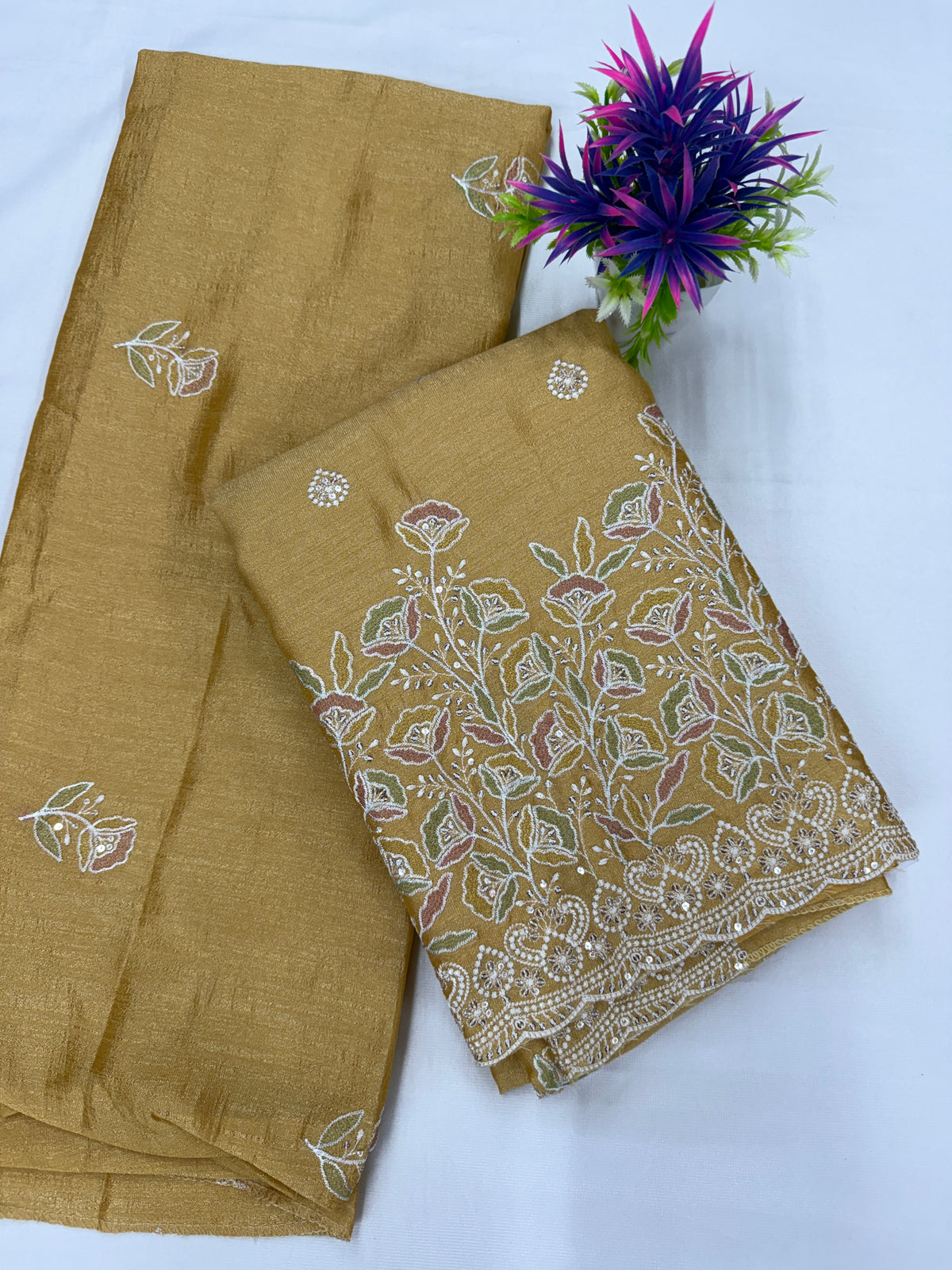 Salwar SLM-SLW-0019 - Beige gold with embroidery
