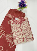 Salwar SLM-SLW-0020 - Brick red with an off-white printed top