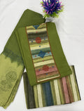 Salwar SLM-SLW-0022 - Olive green with a striped patterned top