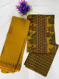Salwar SLM-SLW-0027 - Mustard yellow with a lotus print