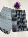 Salwar SLM-SLW-0031 - Grey with a navy printed top