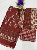 Salwar SLM-SLW-0034 - Maroon with a block print