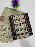 Salwar SLM-SLW-0036 - Beige with a black printed top