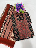 Salwar SLM-SLW-0038 - Rust red with a black block-printed top