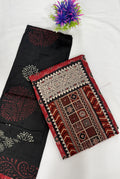 Salwar SLM-SLW-0044 - Black with a red printed top