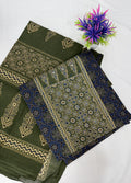 Salwar SLM-SLW-0049 - Olive green with a navy printed top