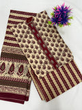 Salwar SLM-SLW-0052 - Cream and maroon with a block print