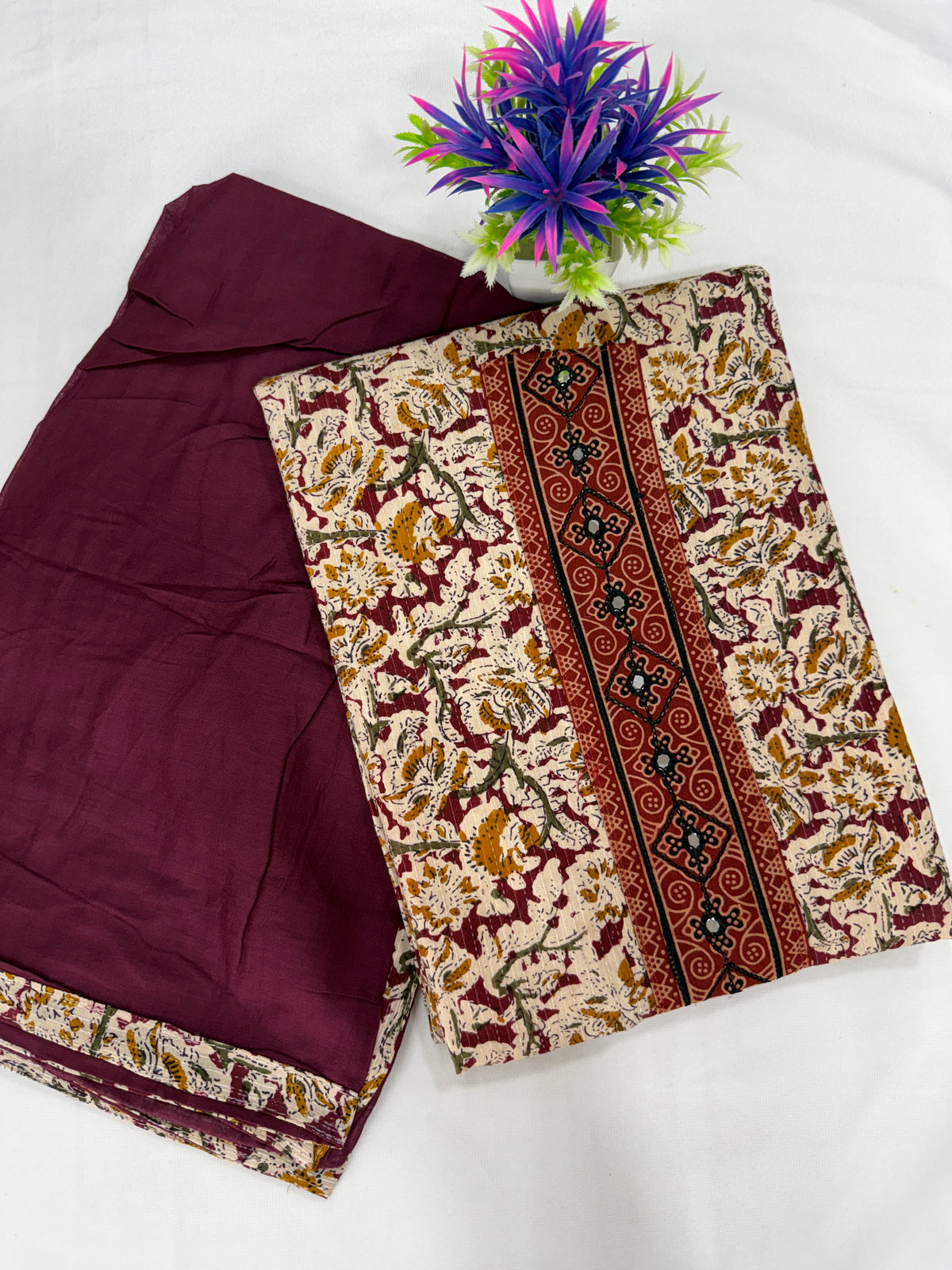 Salwar SLM-SLW-0055 - Wine with a printed top