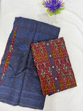 Salwar SLM-SLW-0056 - Blue with a diamond-patterned top