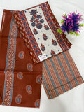 Salwar SLM-SLW-0058 - Rust brown with a block print