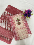 Salwar SLM-SLW-0059 - Rose pink with a cream printed top