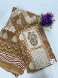 Salwar SLM-SLW-0060 - Tan brown with a cream printed top
