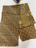 Salwar SLM-SLW-0064 - Tan brown with a zigzag print