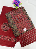 Salwar SLM-SLW-0068 - Red with a block print