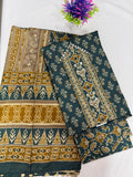 Salwar SLM-SLW-0071 - Mustard and teal with a block print