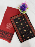 Salwar SLM-SLW-0073 - Brick red with a black printed top