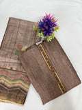 Salwar SLM-SLW-0078 - Taupe brown with a striped border