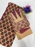 Salwar SLM-SLW-0079 - Beige and maroon with a block print
