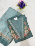 Salwar SLM-SLW-0085 - Powder blue with floral embroidery