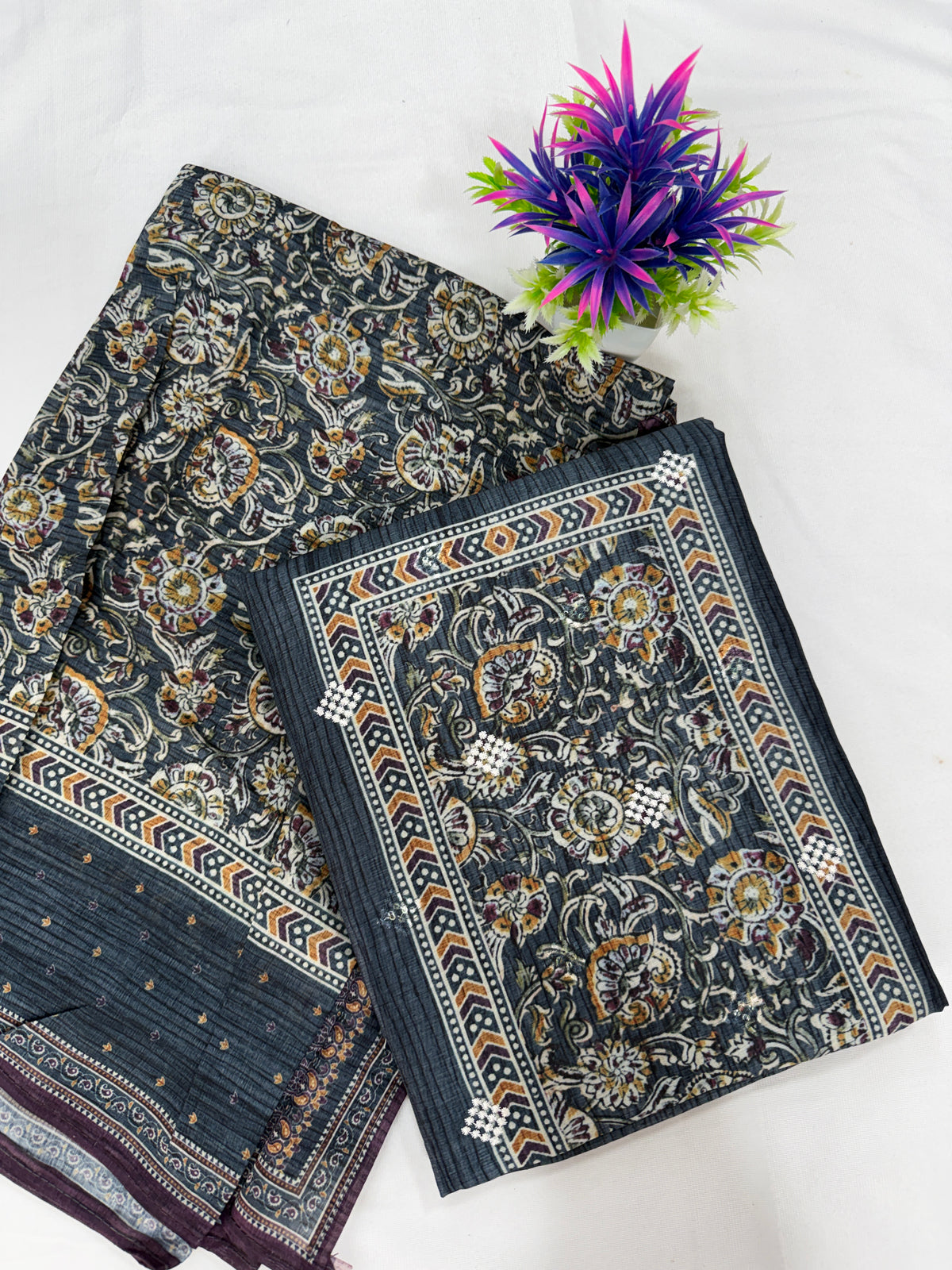 Salwar SLM-SLW-0086 - Navy with a printed pattern