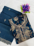 Salwar SLM-SLW-0090 - Teal blue with zari embroidery