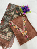 Salwar SLM-SLW-0091 - Brown with floral embroidery