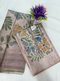 Salwar SLM-SLW-0092 - Lavender grey with a floral print