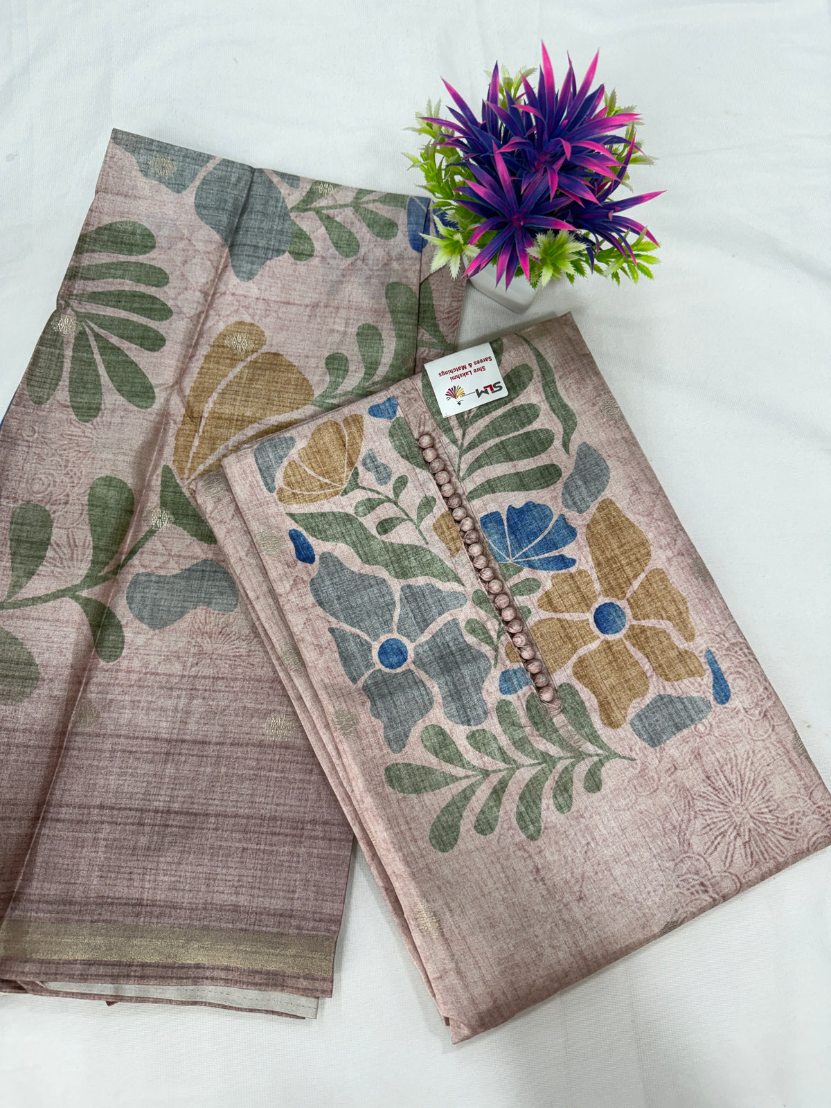 Salwar SLM-SLW-0092 - Lavender grey with a floral print