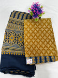 Salwar SLM-SLW-0098 - Mustard yellow with a navy patterned dupatta