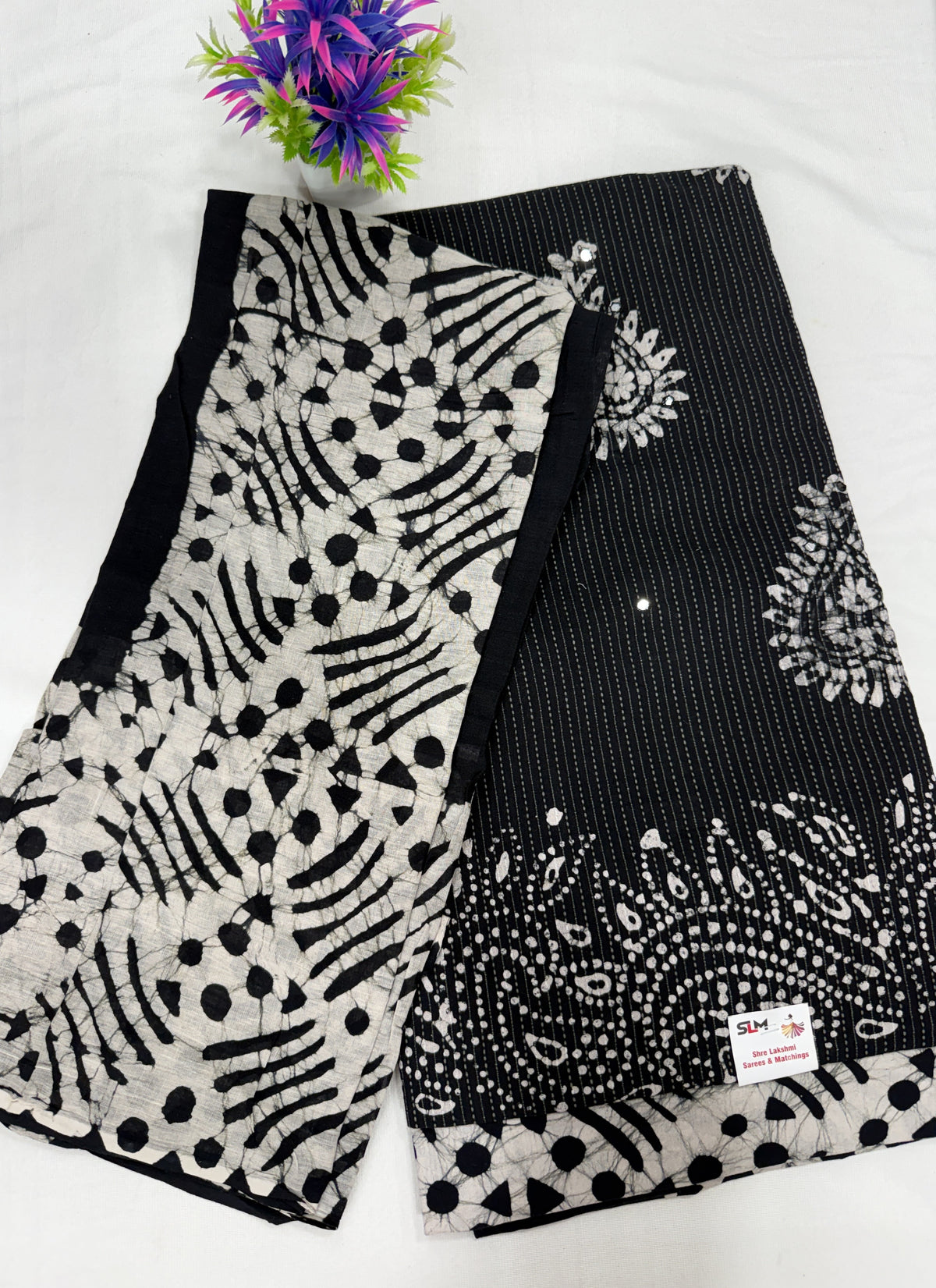Salwar SLM-SLW-0099 - Black and white with a printed pattern
