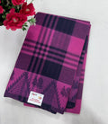 Chettinad cotton saree purple blue check gold floral border