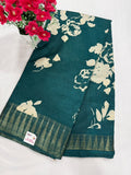Maroon white large floral print saree close-up print and border