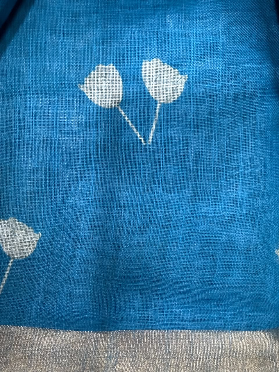 Khaki shibori tie-dye grid saree close-up fabric texture