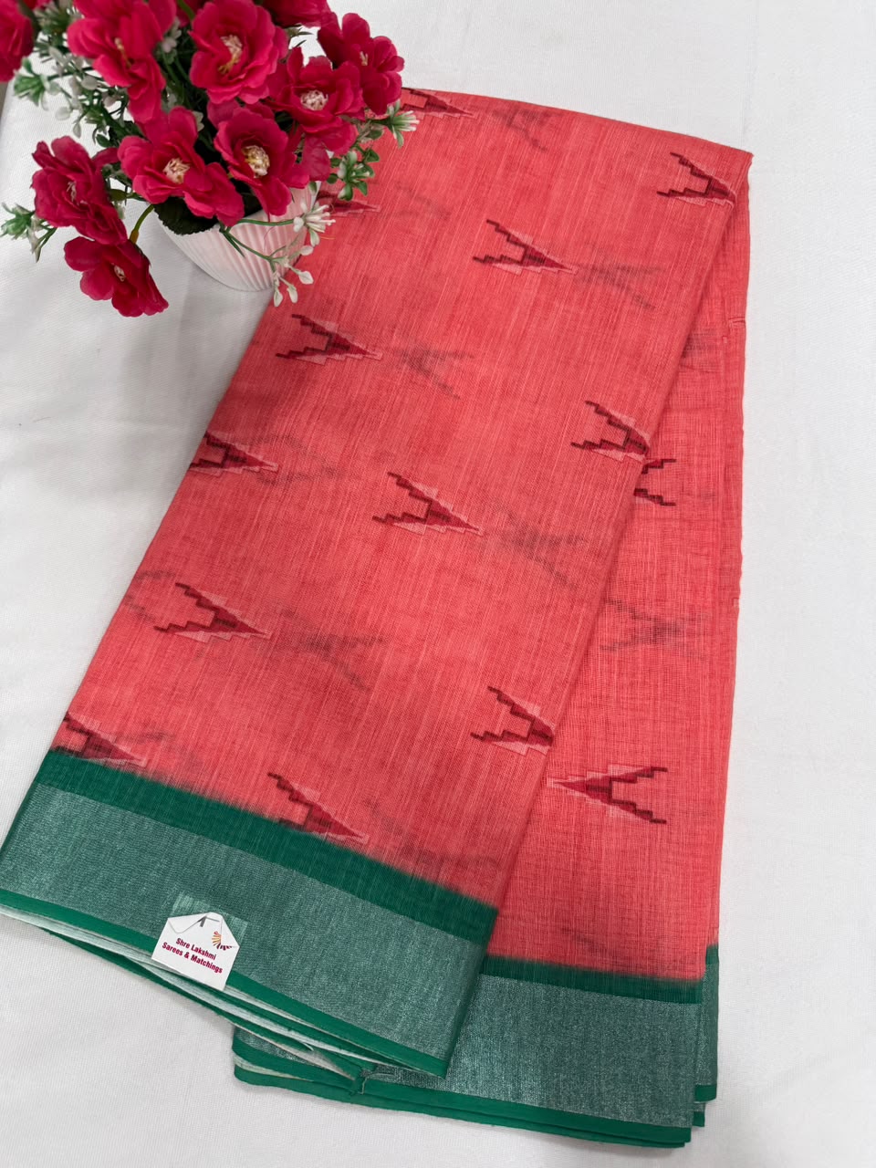 Charcoal grey large floral jacquard saree full view with grey tassels